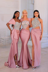 Off-the-Shoulder Beadings Prom Dress Long with Side Split