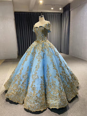 Off the Shoulder Blue Quinceanera Dresses Ball Gown 66949 Floor Length