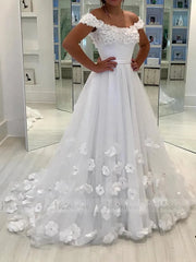Off the Shoulder Floral Wedding Dresses Plus Size VW1304