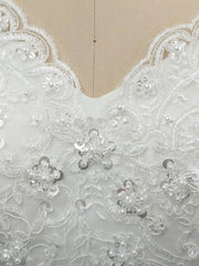 Off-the-Shoulder Lace Sequins Ball Gown Wedding Dresses
