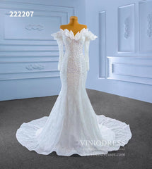 Off the Shoulder Mermaid Wedding Dresses with Long Sleeves 222207