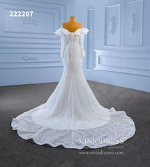 Off the Shoulder Mermaid Wedding Dresses with Long Sleeves 222207
