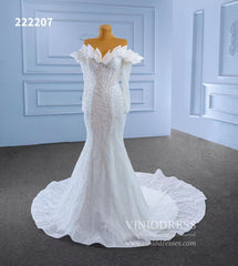 Off the Shoulder Mermaid Wedding Dresses with Long Sleeves 222207