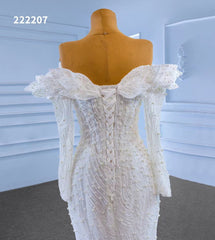 Off the Shoulder Mermaid Wedding Dresses with Long Sleeves 222207
