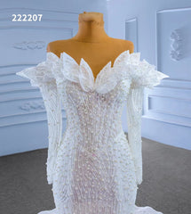 Off the Shoulder Mermaid Wedding Dresses with Long Sleeves 222207