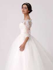 Off The Shoulder Princess Lace Wedding Dress With Illusion Neckline Exclusive