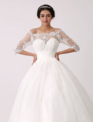 Off The Shoulder Princess Lace Wedding Dress With Illusion Neckline Exclusive