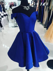 Hors l'épaule robes de bal bleu courtes, hors épaule