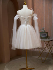 Hors de l'épaule, robes de bal à champagne courtes, courtes robes de retour au champagne