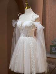 Hors de l'épaule, robes de bal à champagne courtes, courtes robes de retour au champagne