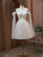 Hors de l'épaule, robes de bal à champagne courtes, courtes robes de retour au champagne