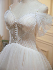 Hors de l'épaule courte des robes de bal de tulle de champagne, robe de retour formelle courte