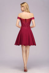 Off-the-shoulder Short Lace Bridesmaid Dresses