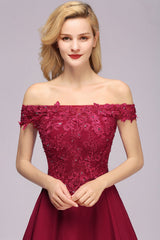 Off-the-shoulder Short Lace Bridesmaid Dresses