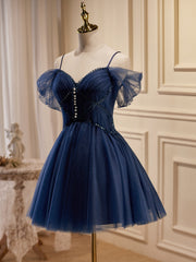 Hors l'épaule Robes de bal bleu marine, bleu foncé hors épaule des robes de remise des retraite