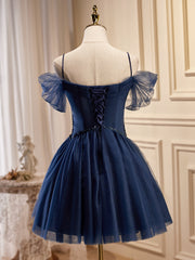 Hors l'épaule Robes de bal bleu marine, bleu foncé hors épaule des robes de remise des retraite