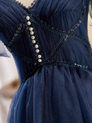 Hors l'épaule Robes de bal bleu marine, bleu foncé hors épaule des robes de remise des retraite