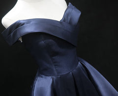 Hors de l'épaule, robes de bal bleu marine, robes de graduation courtes de retour bleu