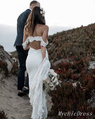 Long Beach Boho Lace Wedding Dresses Casual Mermaid Wedding Gowns