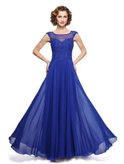 Aimishang  A-Line Mother of the Bride Dress Elegant Jewel Neck Ankle Length Chiffon Lace Sleeveless with Appliques