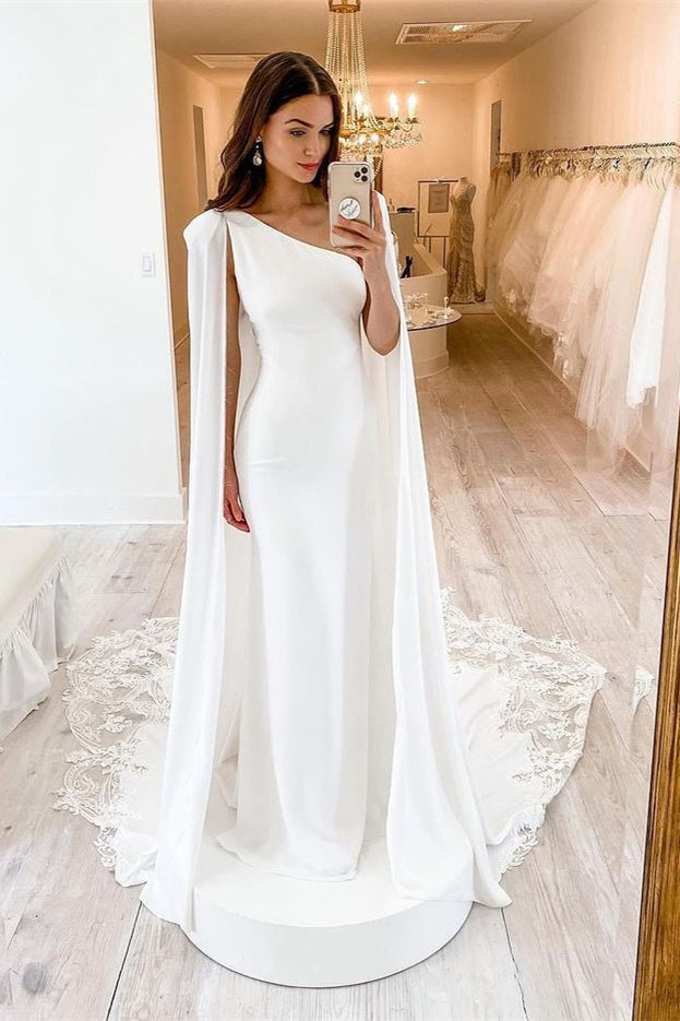 One Shoulder Mermaid Lace Wedding Dress On Sale - New Arrival