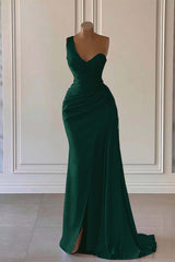 One-Shoulder Mermaid Prom Dress with Elegant Ruffles