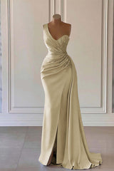 One-Shoulder Mermaid Prom Dress with Elegant Ruffles