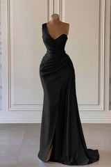 One-Shoulder Mermaid Prom Dress with Elegant Ruffles