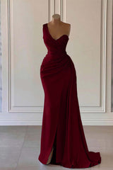 One-Shoulder Mermaid Prom Dress with Elegant Ruffles