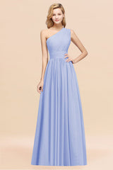 One Shoulder Pleated Chiffon A-line Bridesmaid Dress Burgundy