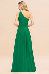 One Shoulder Aline Chiffon Bridesmaid Dress Long Wedding Guest Dress