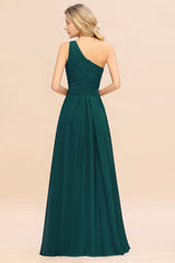 One Shoulder Aline Chiffon Bridesmaid Dress Long Wedding Guest Dress