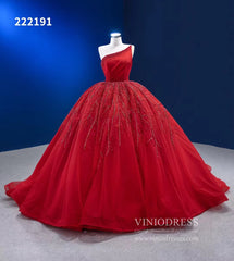One Shoulder Red Ball Gowns Wedding Dresses 222191