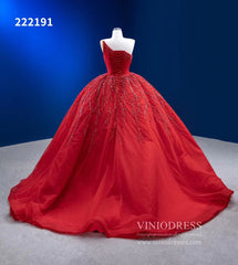 One Shoulder Red Ball Gowns Wedding Dresses 222191