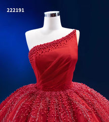 One Shoulder Red Ball Gowns Wedding Dresses 222191