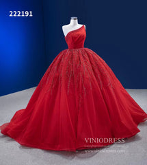 One Shoulder Red Ball Gowns Wedding Dresses 222191