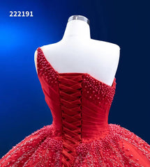 One Shoulder Red Ball Gowns Wedding Dresses 222191
