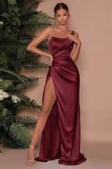 One Shoulder Sleeveless Long Slit Mermaid Evening Dress