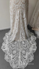 Open Back Boho Wedding Dress Sheath Country Wedding Dress VW1125