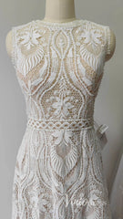 Open Back Boho Wedding Dress Sheath Country Wedding Dress VW1125