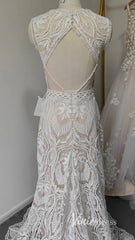 Open Back Boho Wedding Dress Sheath Country Wedding Dress VW1125