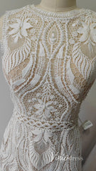 Open Back Boho Wedding Dress Sheath Country Wedding Dress VW1125