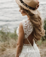 Open Back Boho Wedding Dress Sheath Country Wedding Dress VW1125
