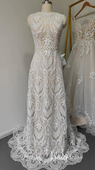 Open Back Boho Wedding Dress Sheath Country Wedding Dress VW1125