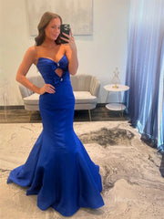 Orange Satin Mermaid Prom Dresses with Sweetheart Neckline & Bow - FD6010