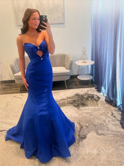 Orange Satin Mermaid Prom Dresses with Sweetheart Neckline & Bow - FD6010