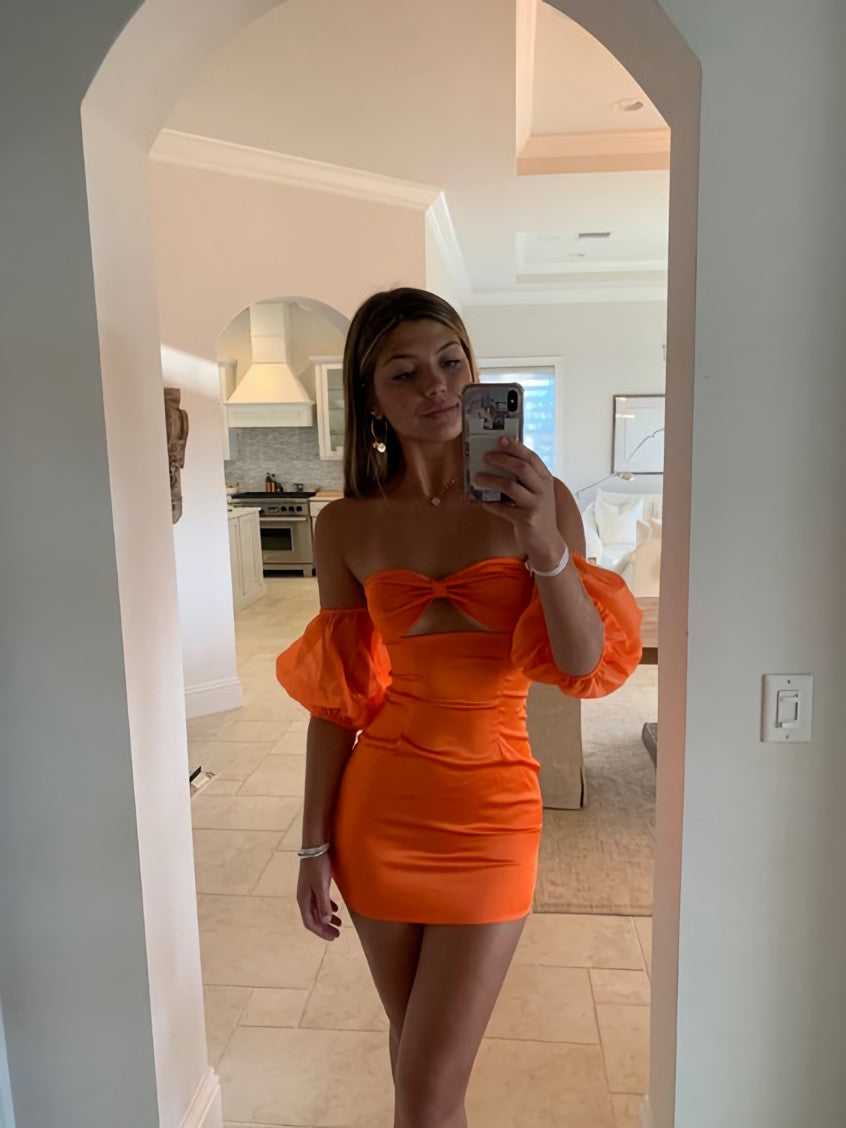 Robes de maison de bal courte orange