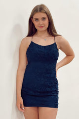 Orange Short Tight Homecoming Dress with Lace Beading