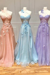 P1295 - One Shoulder A-Line Appliques Side Slit Tulle Prom Party Formal Dress
