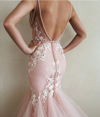 Sheer V-neckline Mermaid Wedding Dress with Tulle Train